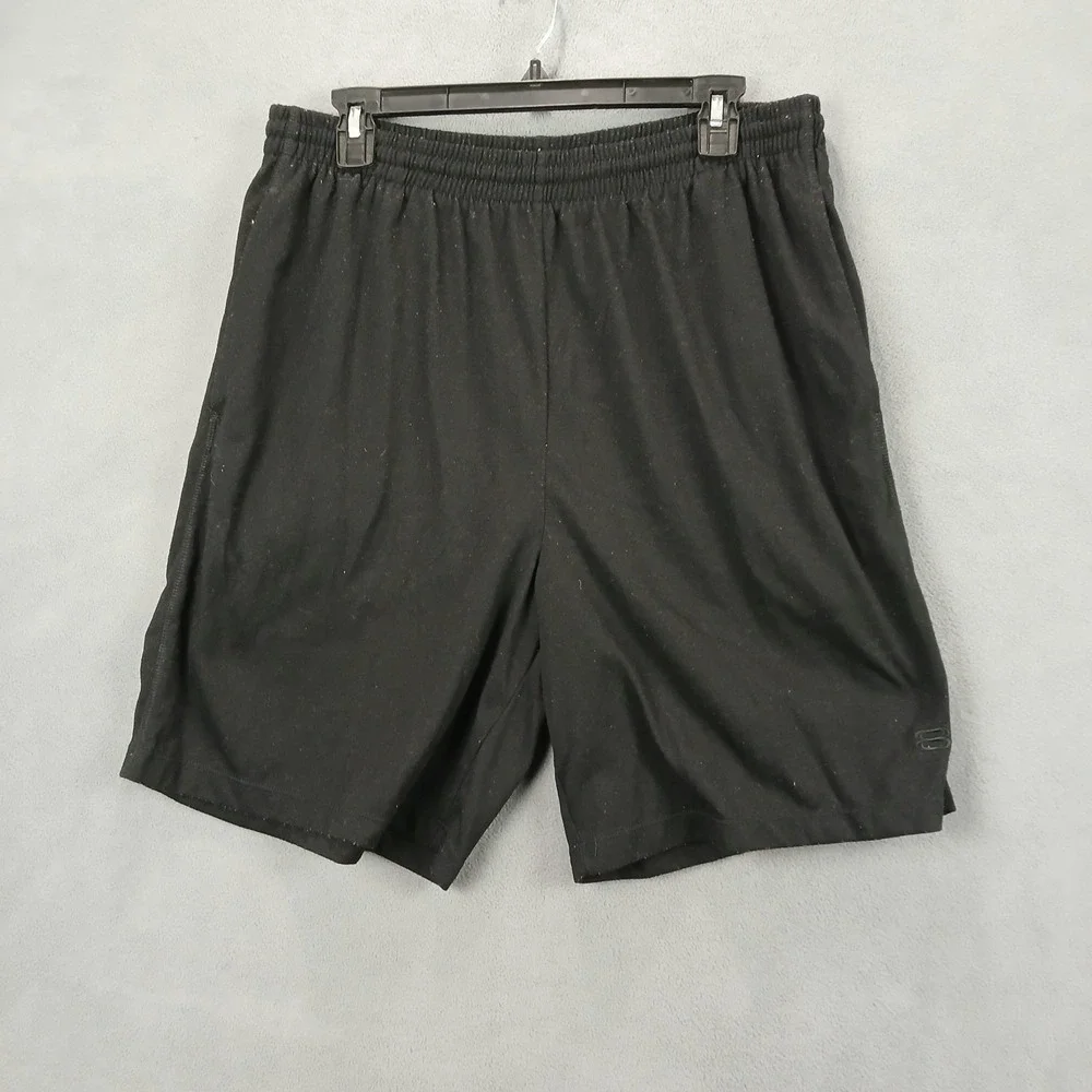 Layer 8 Athletic Shorts Mens Large Black Qwick-Dry Performance Elastic Waistband